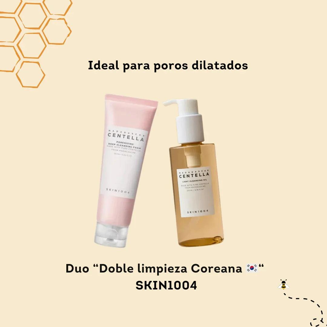 Dúo de limpieza coreana SKIN1004 con espuma facial y aceite limpiador para poros dilatados