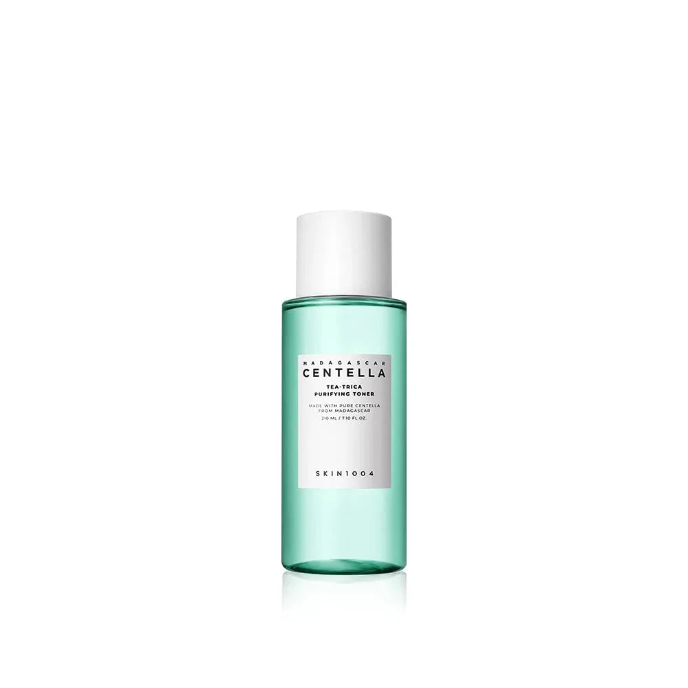 Tónico purificante Madagascar Centella tea-trca de SKIN1004 en botella verde con tapa blanca
