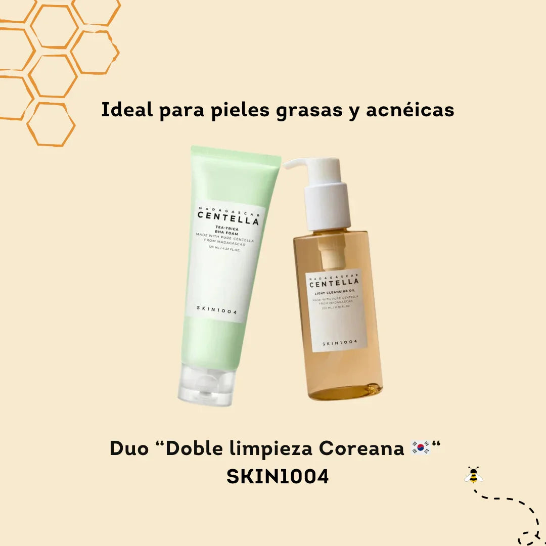 Duo limpieza coreana SKIN1004 para piel grasa y acneica con productos Madagascar Centella