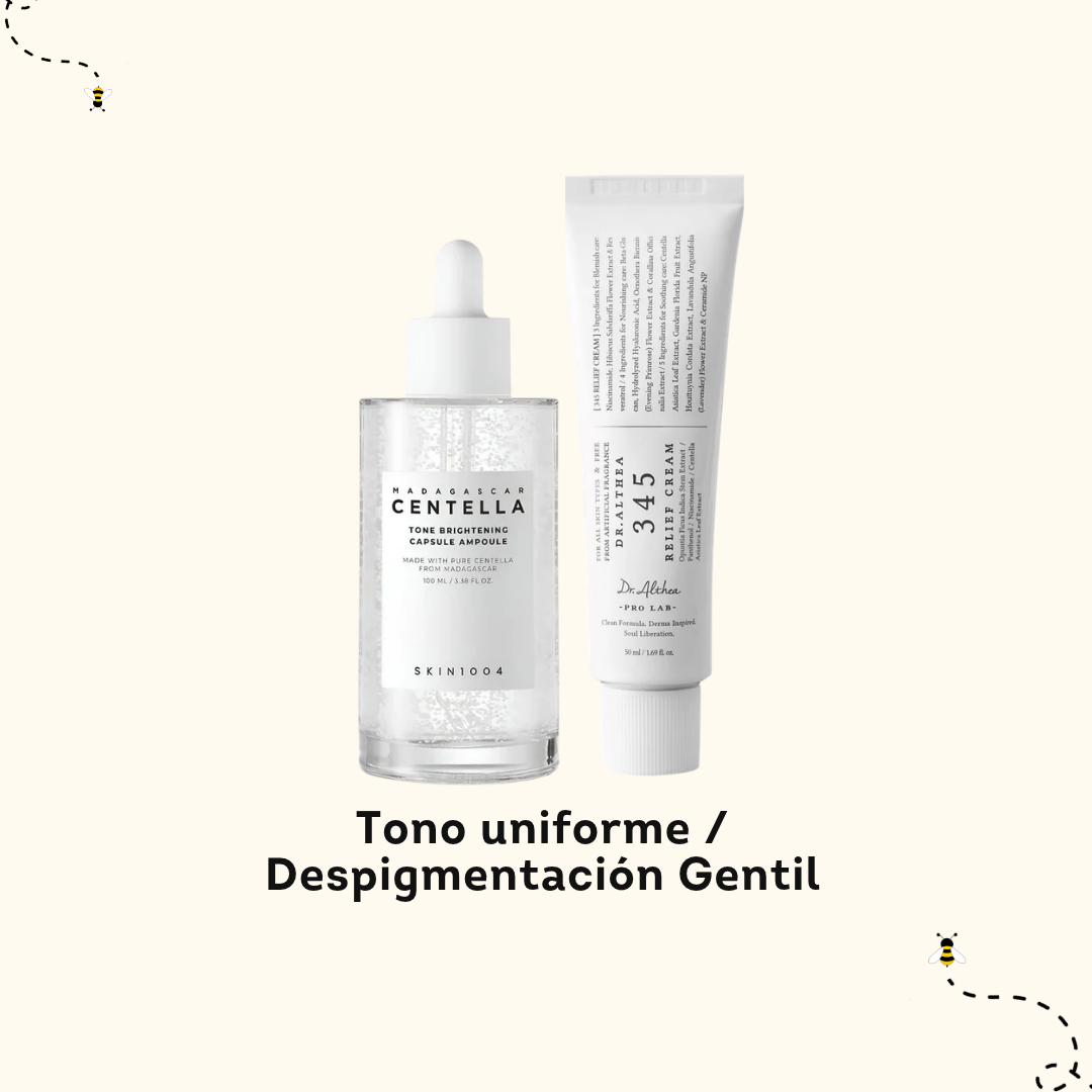 SKIN1004 Madagascar Centella Tone Brightening Ampoule y crema Dr.Althea 345 Relief Cream - dúo despigmentante