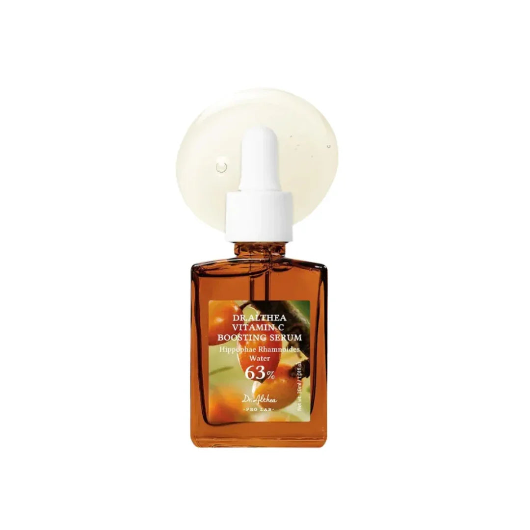 Sérum Dr. Althea Vitamin C Boosting en frasco marrón con cuentagotas sobre fondo blanco