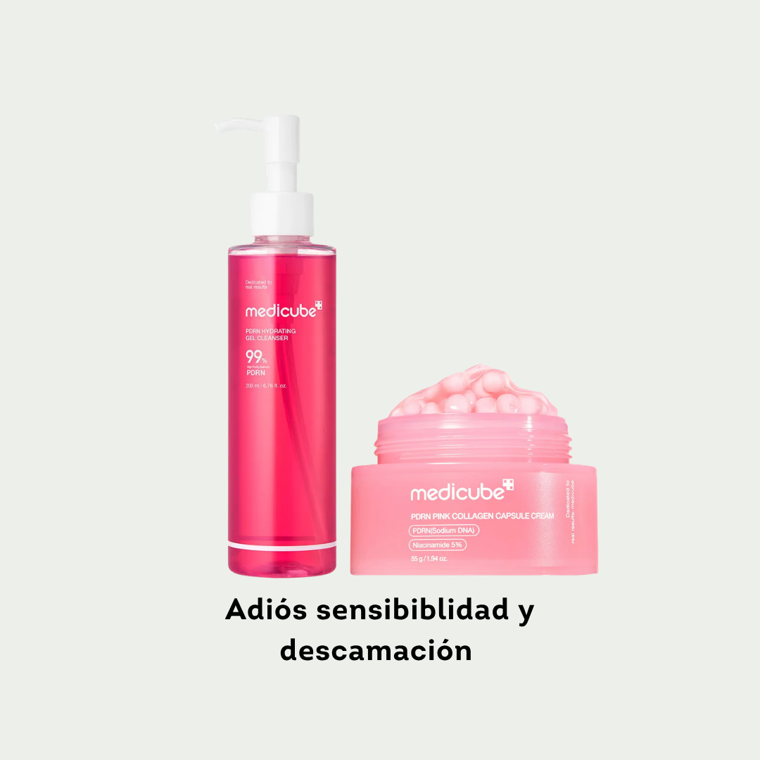 Dúo Medicube Adiós Sensibilidad y Descamación: PDRN Hydrating Gel Cleanser + PDRN Pink Collagen Capsule Cream