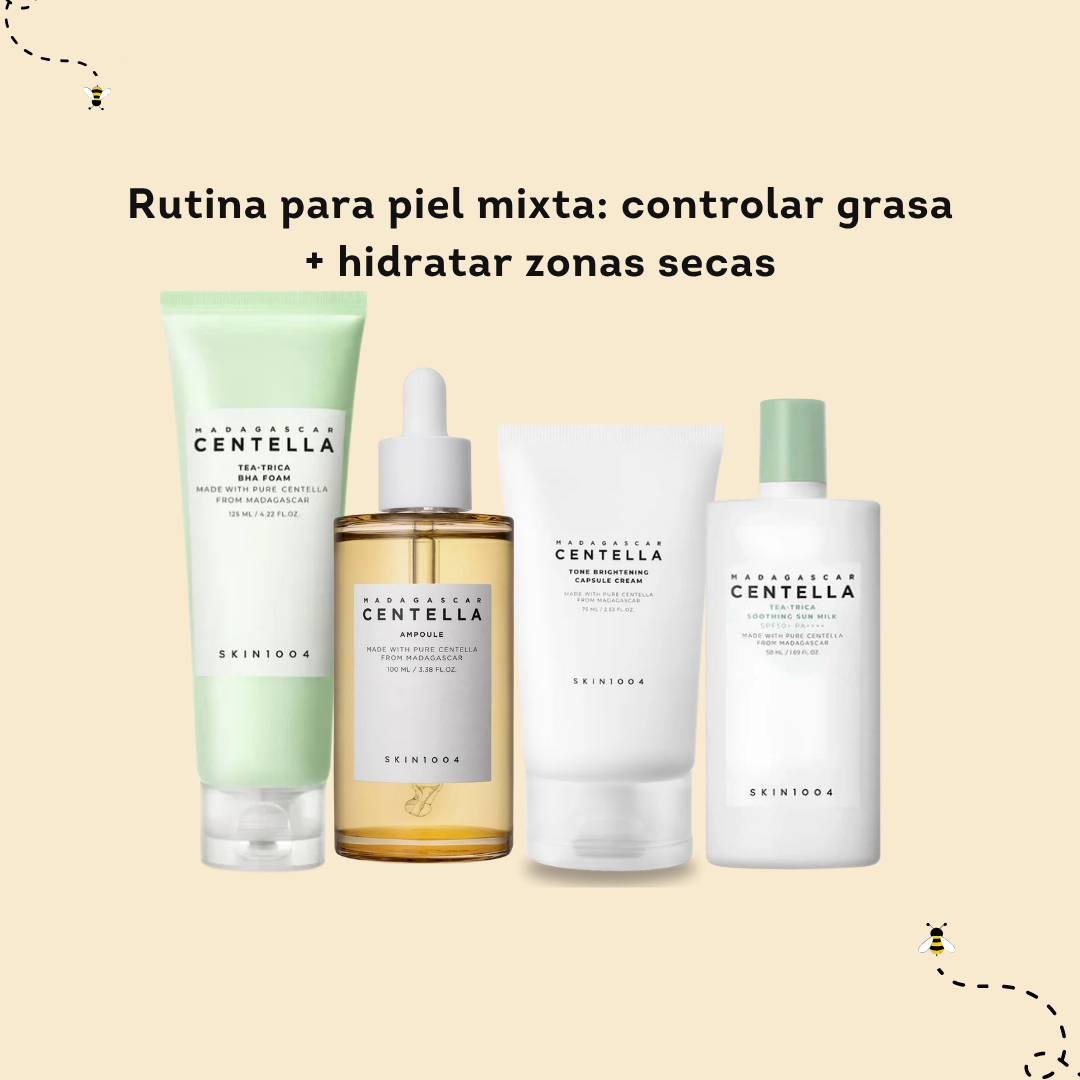 Rutina para piel mixta: controlar grasa + hidratar zonas secas