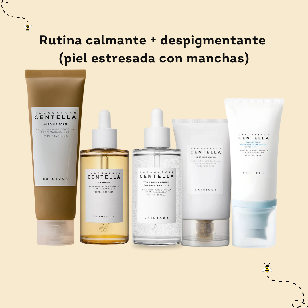 Rutina calmante + despigmentante (piel estresada con manchas)
