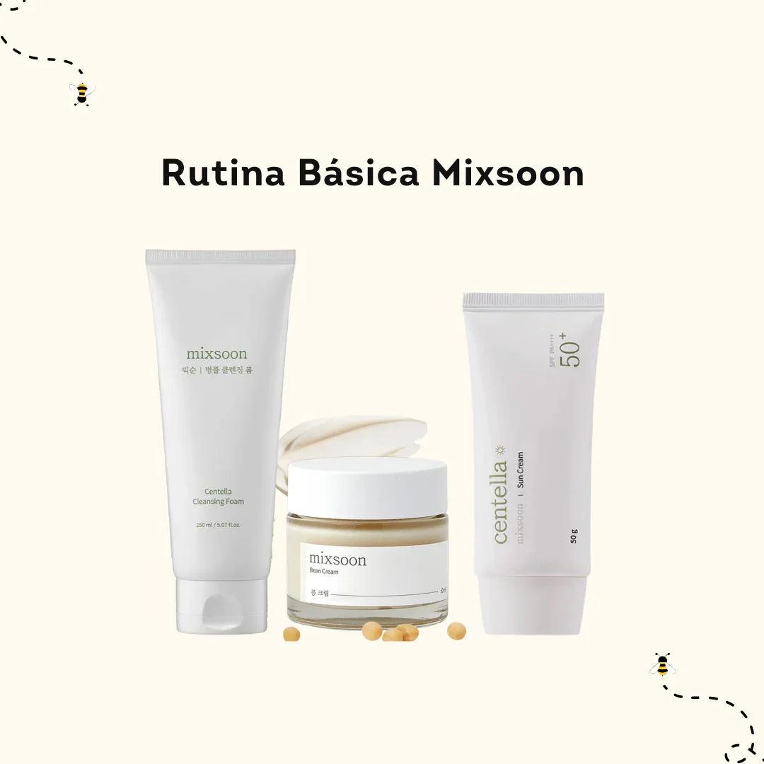 Rutina básica Mixsoon con espuma limpiadora, crema de soja y protector solar SPF 50